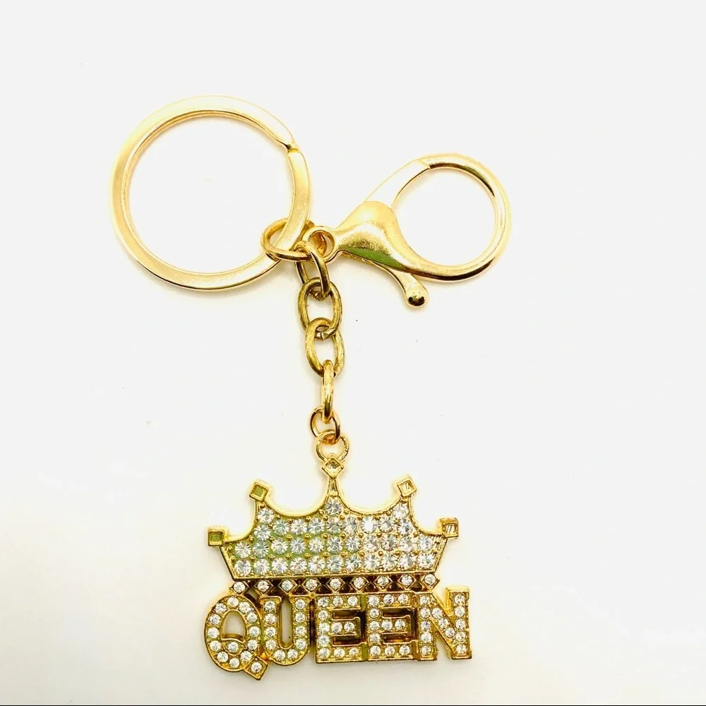 Purse Charm Key Chain Queen Crystals set in Golden tone. HIGH QUALITY CRYSTALS!